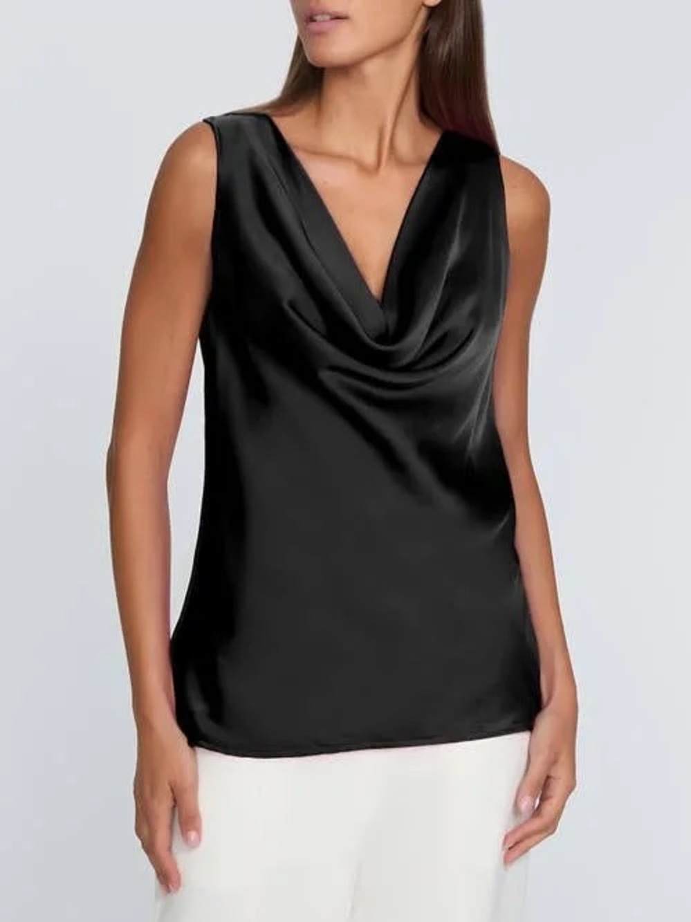 Elie Tahari The Jane Satin Cowl Neck Tank